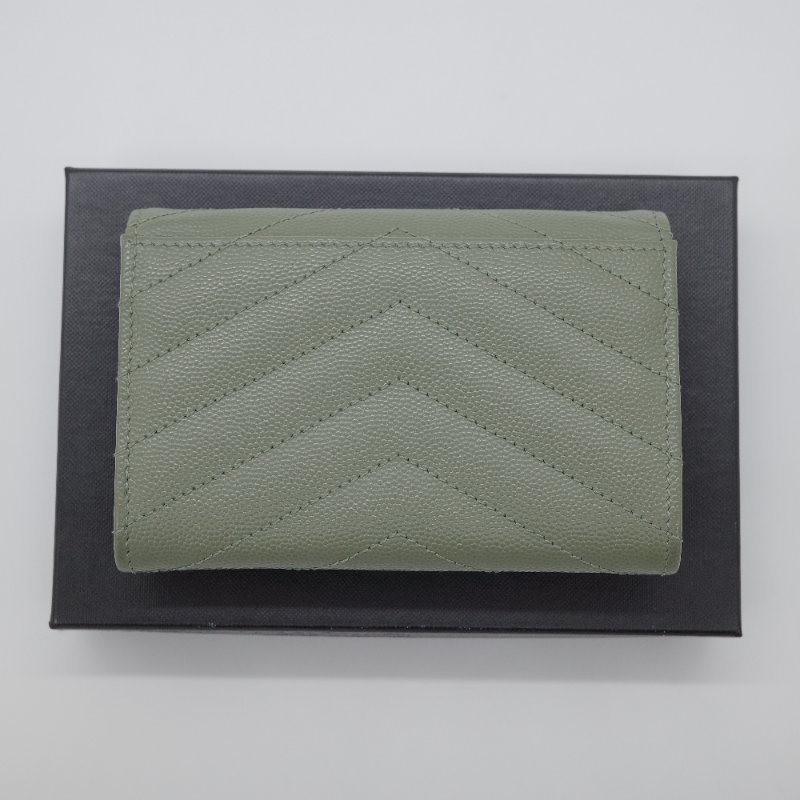 Saint Laurent 聖羅蘭 Envelope Matelassé 🥑酪梨綠 粒面壓紋小牛皮 短夾 錢包-2