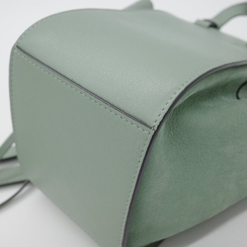 Loewe 羅威 Hammock Drawstring Mini 牛油果綠色 卡其色 柔軟粒面小牛皮 麂皮 斜背包 吊床包 手提包-9