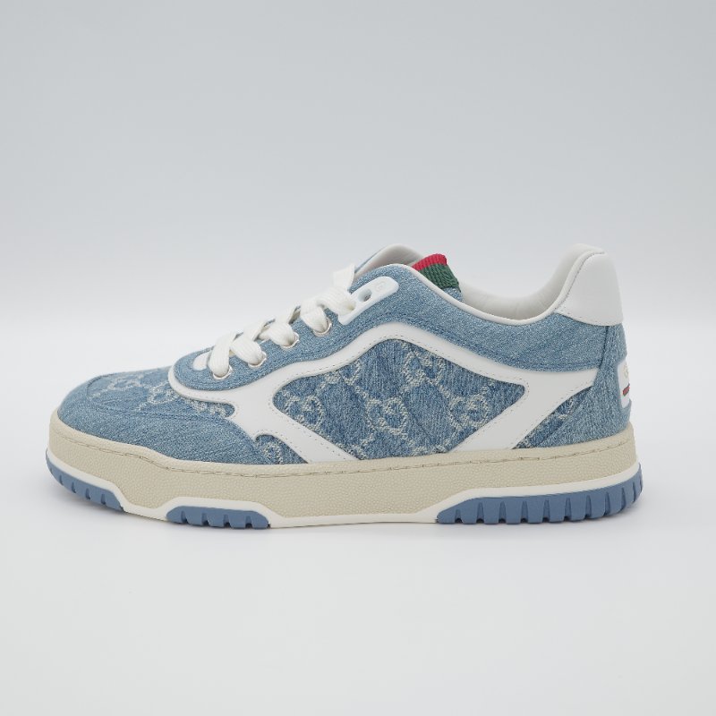 【CP 精選🌟小編推薦】Gucci古馳 Re-Web GG 淺藍色 丹寧 皮革 女士運動鞋 EU36-1