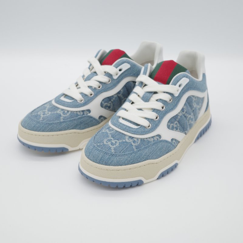 【CP 精選🌟小編推薦】Gucci古馳 Re-Web GG 淺藍色 丹寧 皮革 女士運動鞋 EU36-3