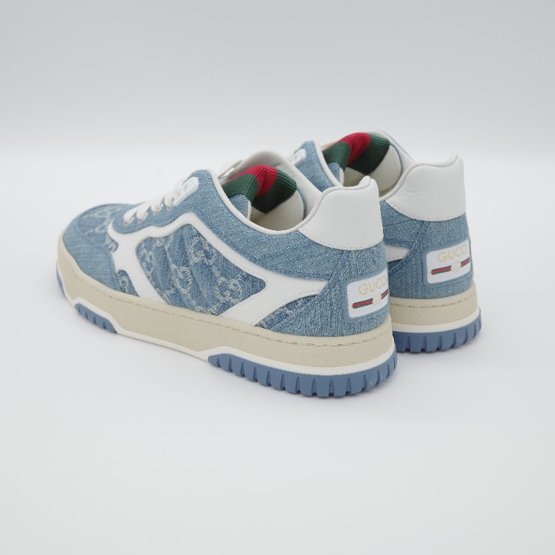 【CP 精選🌟小編推薦】Gucci古馳 Re-Web GG 淺藍色 丹寧 皮革 女士運動鞋 EU36-5