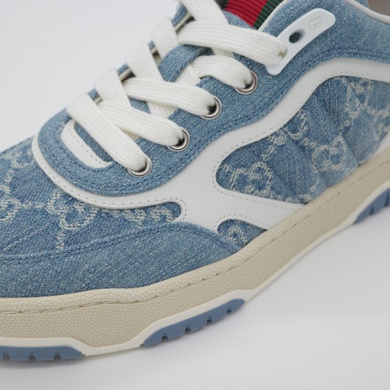 【CP 精選🌟小編推薦】Gucci古馳 Re-Web GG 淺藍色 丹寧 皮革 女士運動鞋 EU36-7
