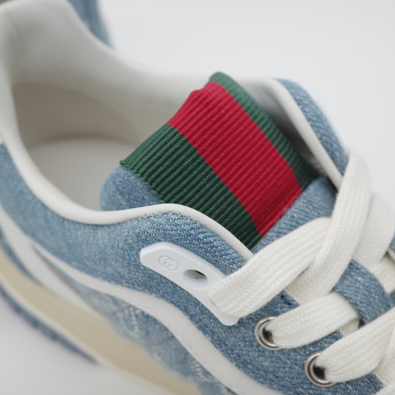 【CP 精選🌟小編推薦】Gucci古馳 Re-Web GG 淺藍色 丹寧 皮革 女士運動鞋 EU36-10