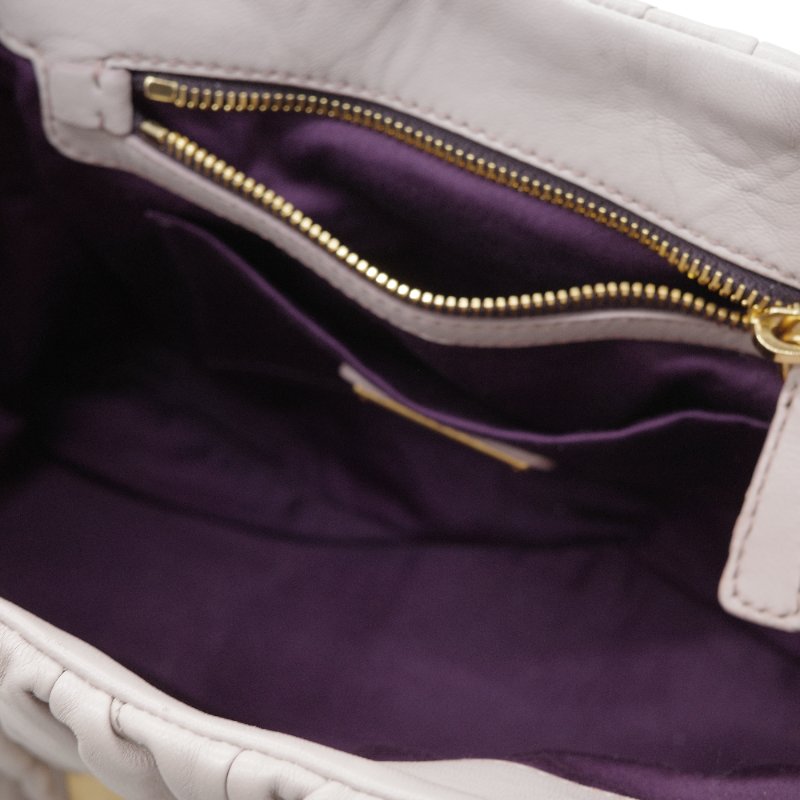 Miu Miu 繆繆 Nappa Matelassé 粉灰色 羊皮 手提 皺褶 斜背 手提 兩用包-13