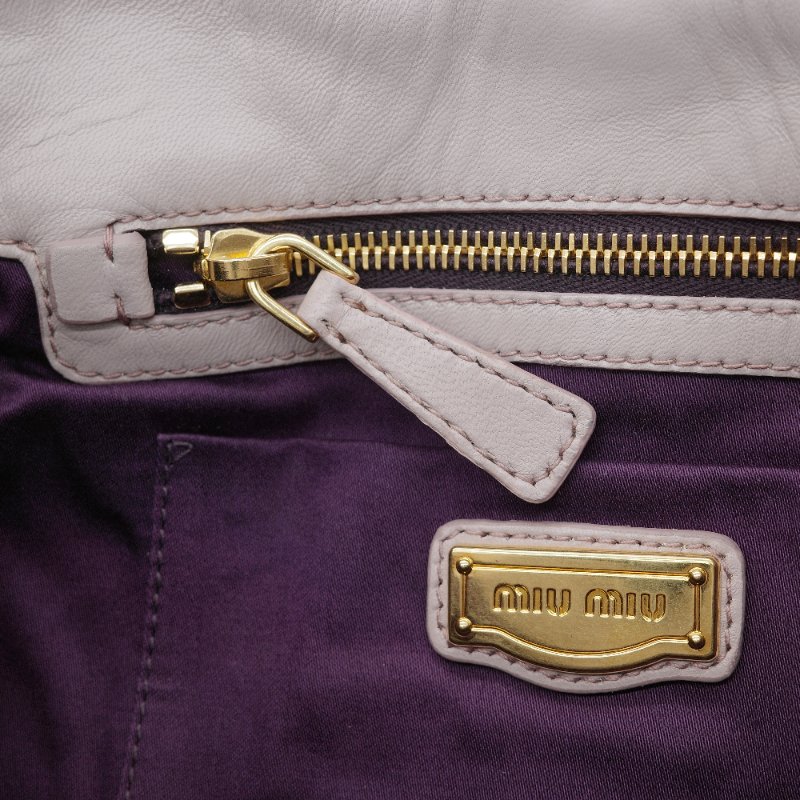 Miu Miu 繆繆 Nappa Matelassé 粉灰色 羊皮 手提 皺褶 斜背 手提 兩用包-15