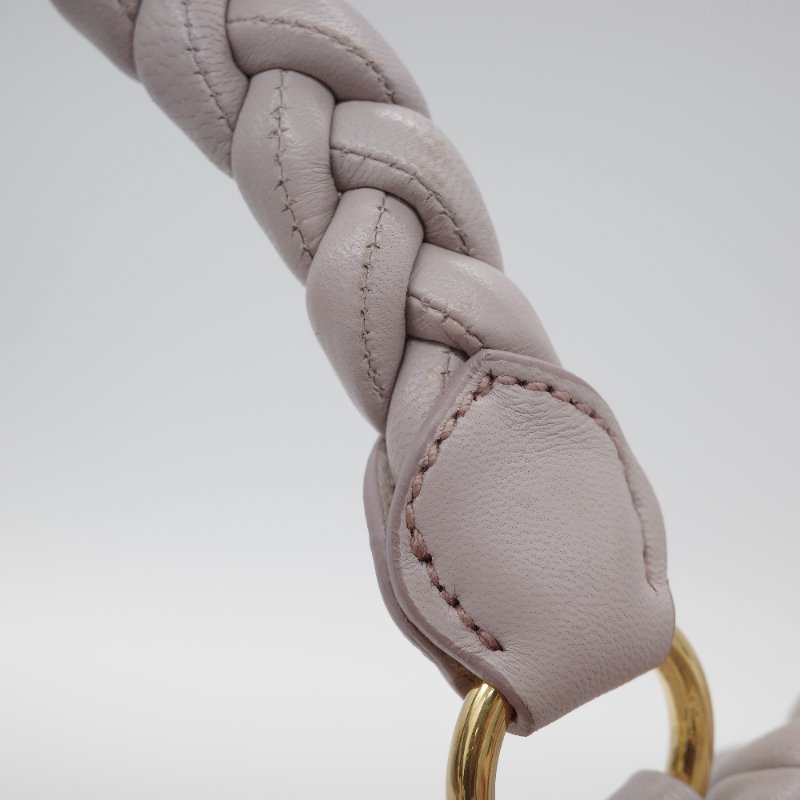 Miu Miu 繆繆 Nappa Matelassé 粉灰色 羊皮 手提 皺褶 斜背 手提 兩用包-18