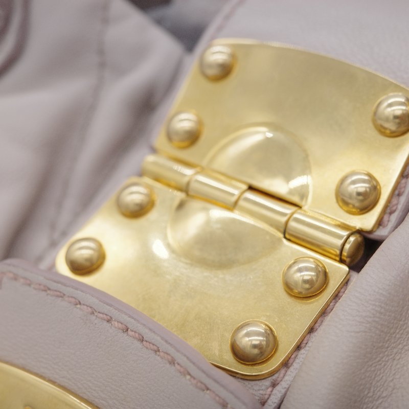 Miu Miu 繆繆 Nappa Matelassé 粉灰色 羊皮 手提 皺褶 斜背 手提 兩用包-24