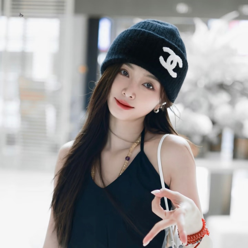 Chanel 黑色 絨線帽 超難買-1