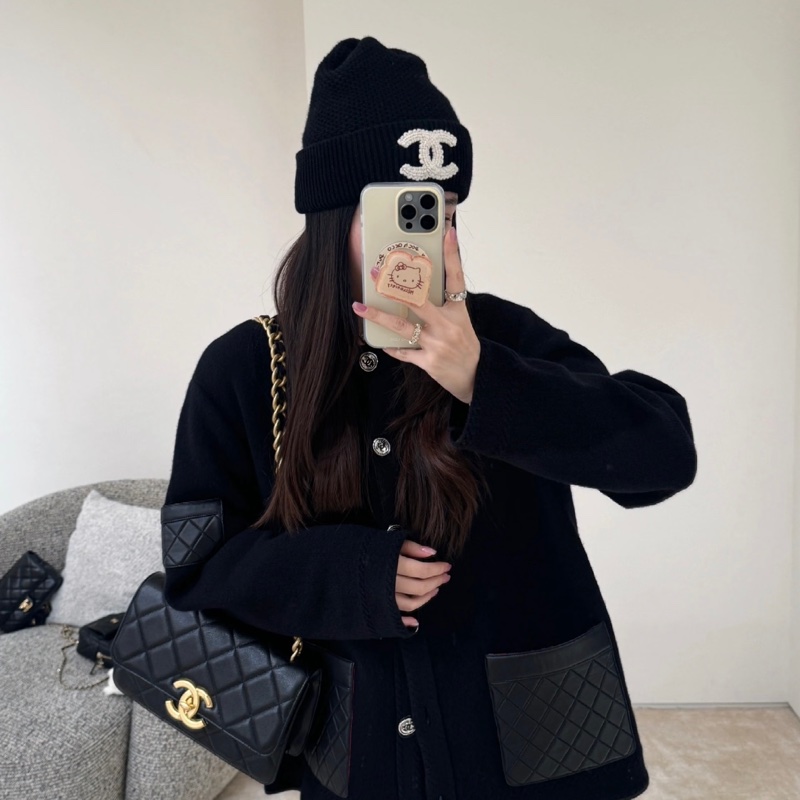 Chanel 黑色 絨線帽 超難買-3