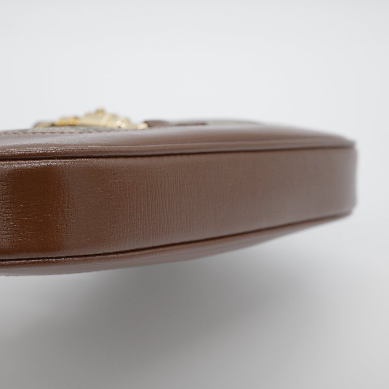 Gucci 古馳 Jackie 1961 mini GG Supreme 米色 深棕塗層帆布 棕色皮革 綠紅織帶 肩背包-7