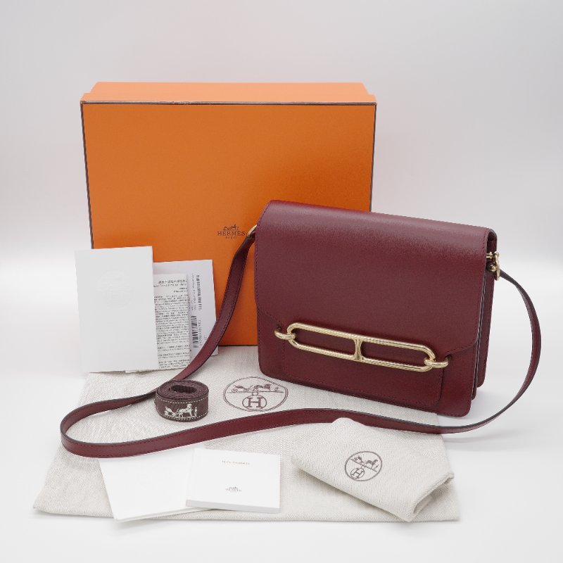 Hermès 愛馬仕 豬鼻子 Roulis 波爾多酒紅 金色 淡金扣 肩背包-0