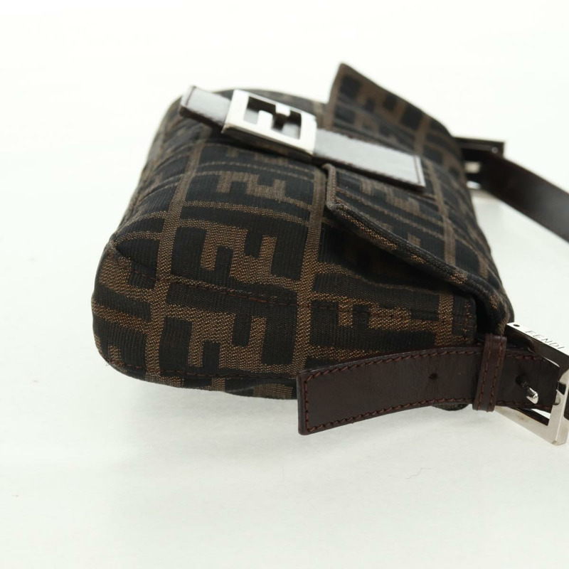 【日本直送】FENDI Zucca帆布Mamma Baguette單肩包 黑色棕色 正品 161669SAV-3