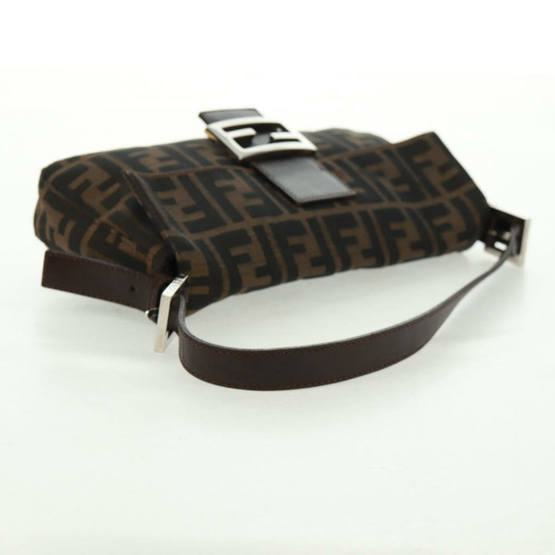【日本直送】FENDI Zucca帆布Mamma Baguette單肩包 黑色棕色 正品 161669SAV-6