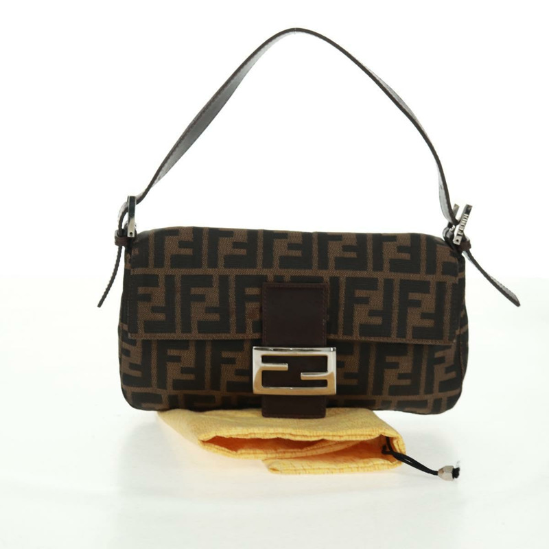 【日本直送】FENDI Zucca帆布Mamma Baguette單肩包 黑色棕色 正品 161669SAV-11