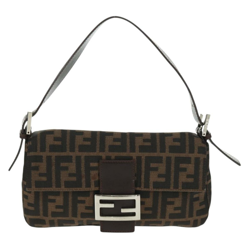 【日本直送】FENDI Zucca帆布Mamma Baguette單肩包 黑色棕色 正品 161669SAV-12