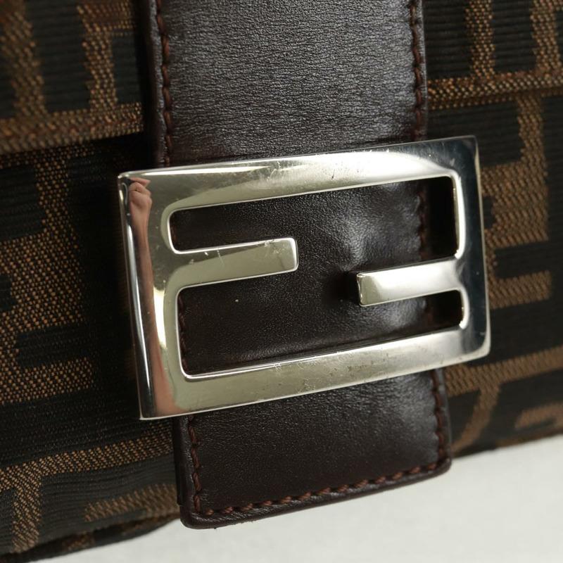 【日本直送】FENDI Zucca帆布Mamma Baguette單肩包 黑色棕色 正品 161669SAV-17
