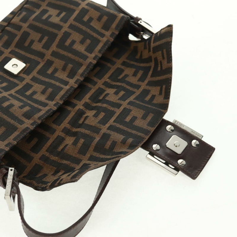 【日本直送】FENDI Zucca帆布Mamma Baguette單肩包 黑色棕色 正品 161669SAV-18