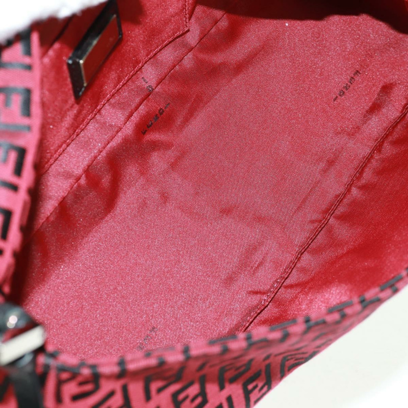 【日本直送】FENDI Zucchino帆布Mamma Baguette單肩包 紅色銀色 正品 161663SAV-9