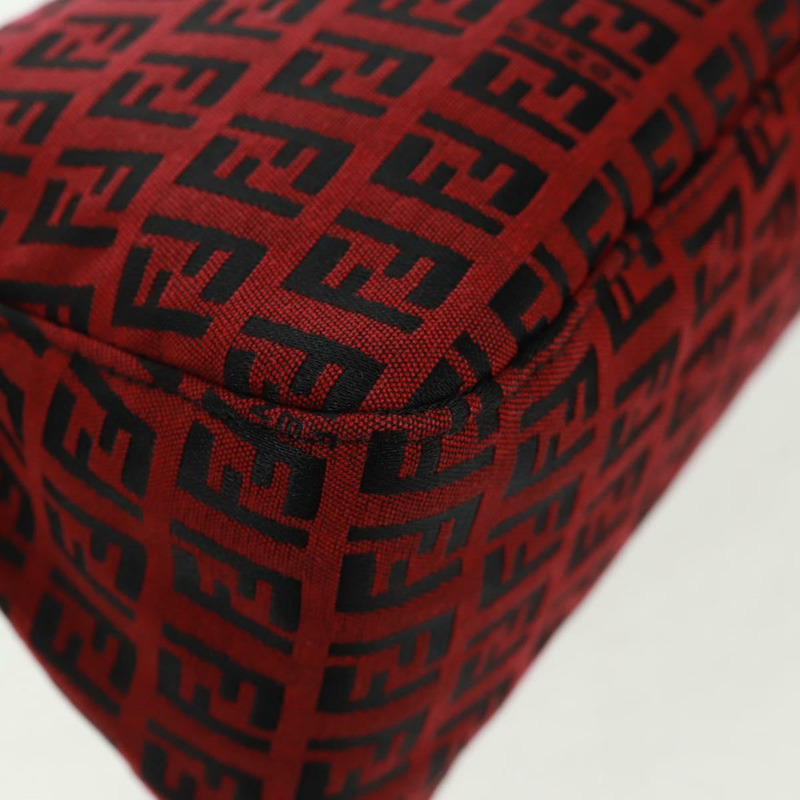 【日本直送】FENDI Zucchino帆布Mamma Baguette單肩包 紅色銀色 正品 161663SAV-15