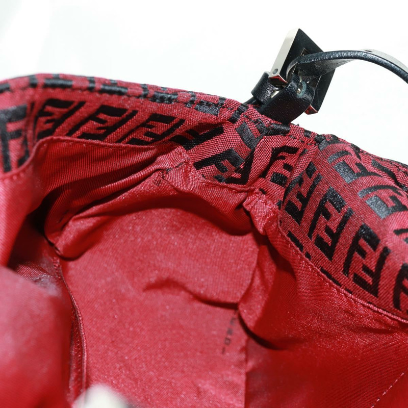 【日本直送】FENDI Zucchino帆布Mamma Baguette單肩包 紅色銀色 正品 161663SAV-22
