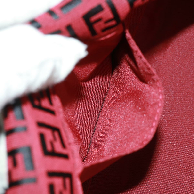 【日本直送】FENDI Zucchino帆布Mamma Baguette單肩包 紅色銀色 正品 161663SAV-23