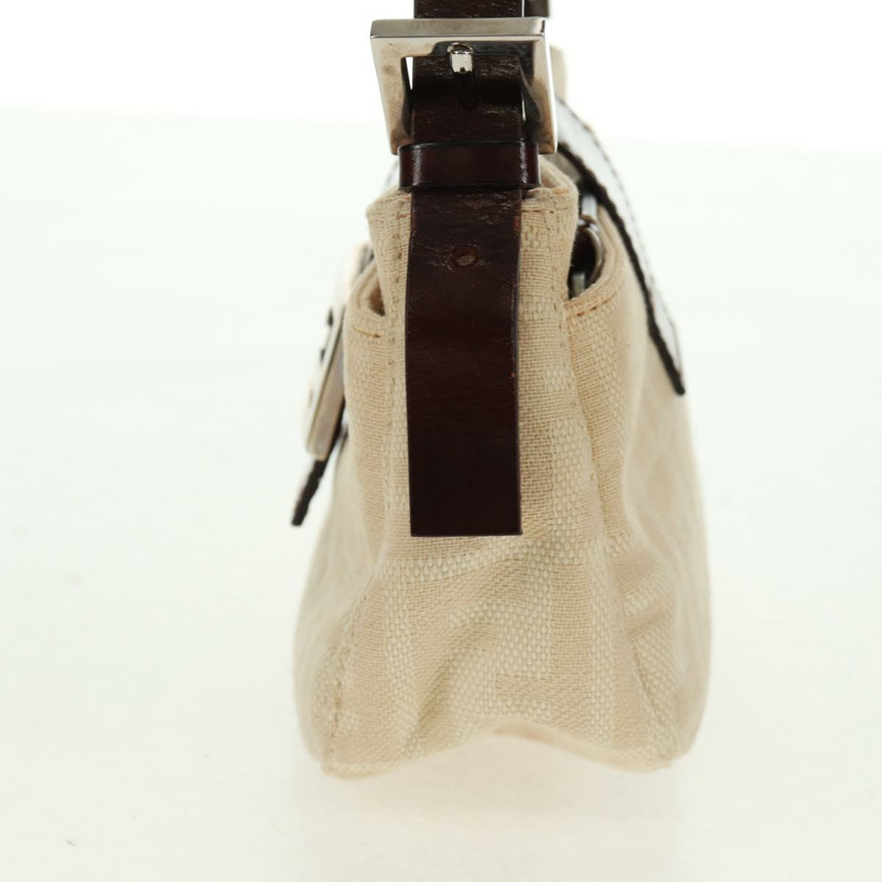 【日本直送】FENDI Zucca帆布Mamma Baguette單肩包 米色 銀色 正品 163656V-2