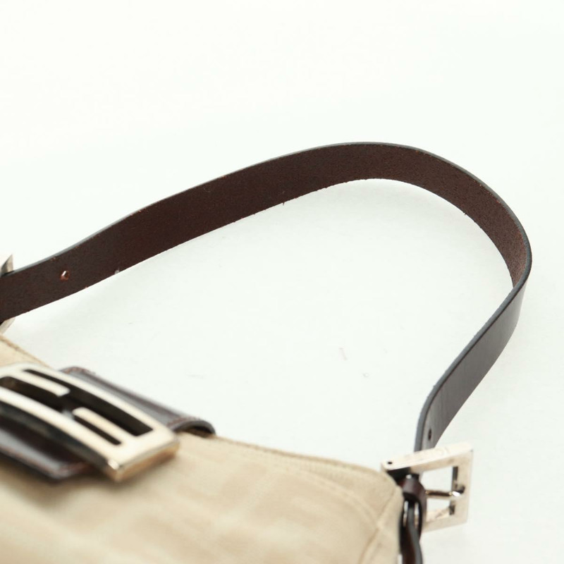 【日本直送】FENDI Zucca帆布Mamma Baguette單肩包 米色 銀色 正品 163656V-13
