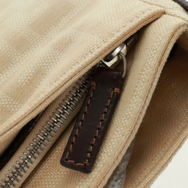 【日本直送】FENDI Zucca帆布Mamma Baguette單肩包 米色 銀色 正品 163656V-20