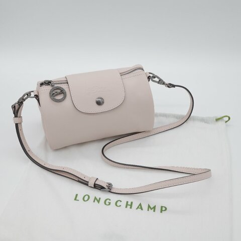 Longchamp 瓏驤 Le Pliage Xtra XS 裸色 粉色 牛皮 收納小包 圓筒斜背包