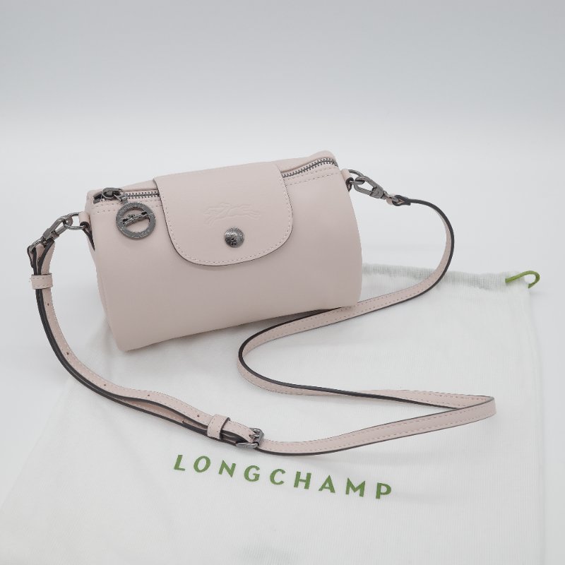 Longchamp 瓏驤 Le Pliage Xtra XS 裸色 粉色 牛皮 收納小包 圓筒斜背包-0