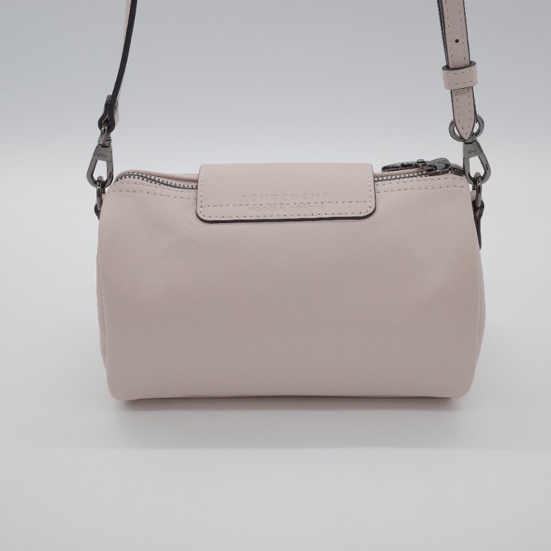Longchamp 瓏驤 Le Pliage Xtra XS 裸色 粉色 牛皮 收納小包 圓筒斜背包-3