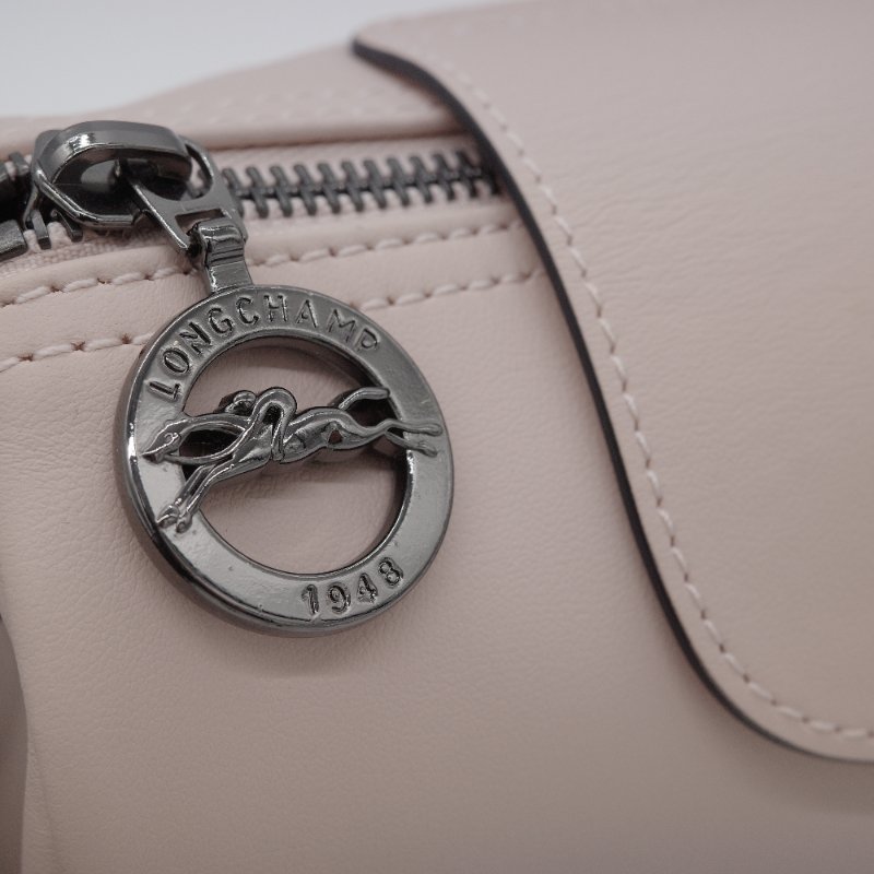 Longchamp 瓏驤 Le Pliage Xtra XS 裸色 粉色 牛皮 收納小包 圓筒斜背包-5