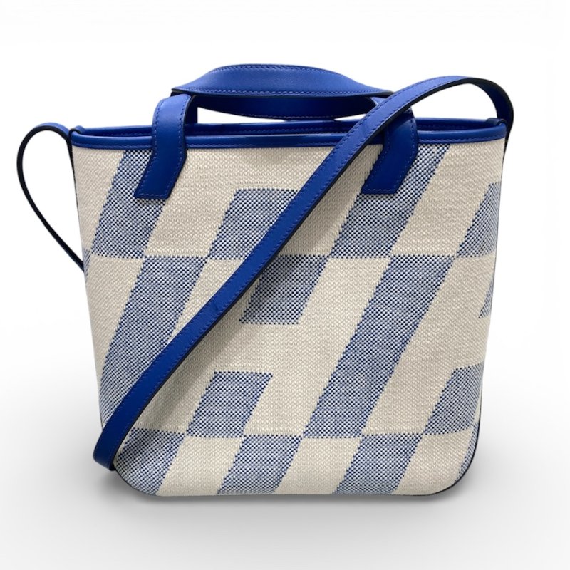 HERMES 愛馬仕 CABAS H BIAIS 27 帆布側背包 帆布 藍色系-0