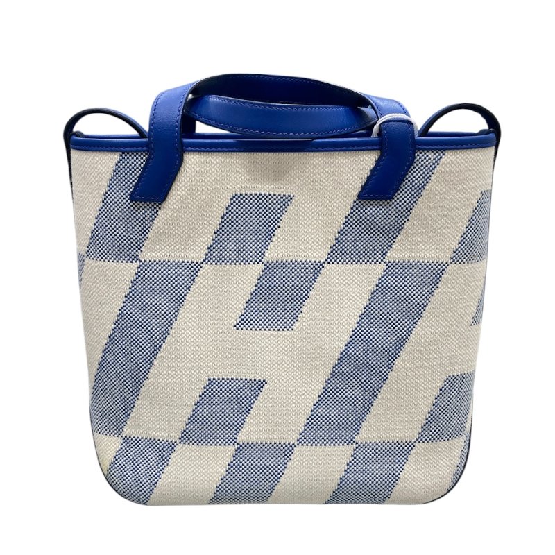 HERMES 愛馬仕 CABAS H BIAIS 27 帆布側背包 帆布 藍色系-1