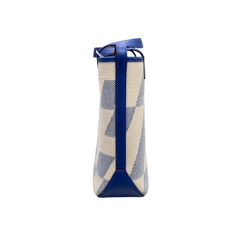 HERMES 愛馬仕 CABAS H BIAIS 27 帆布側背包 帆布 藍色系-4