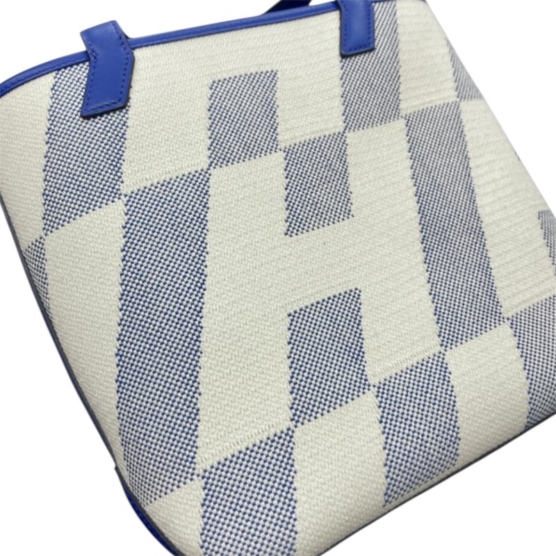 HERMES 愛馬仕 CABAS H BIAIS 27 帆布側背包 帆布 藍色系-14