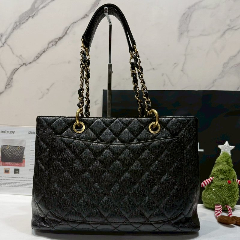 CHANEL GST荔枝黑金購物包-1