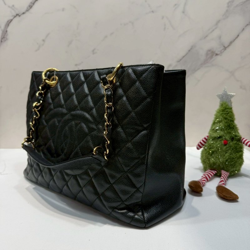 CHANEL GST荔枝黑金購物包-2