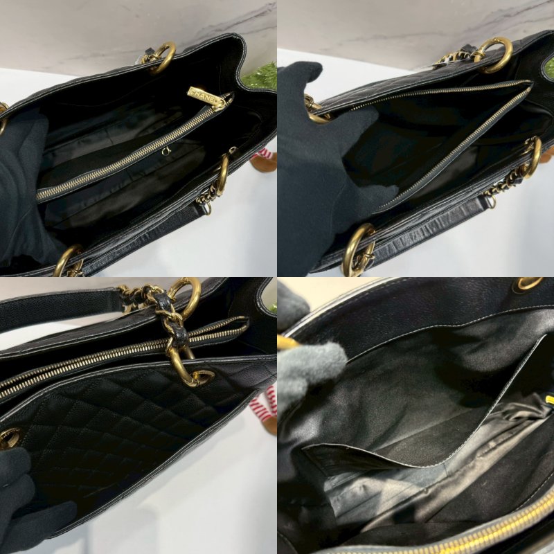 CHANEL GST荔枝黑金購物包-4