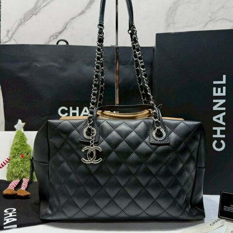 CHANEL Bowling bag雙色手提鏈帶包