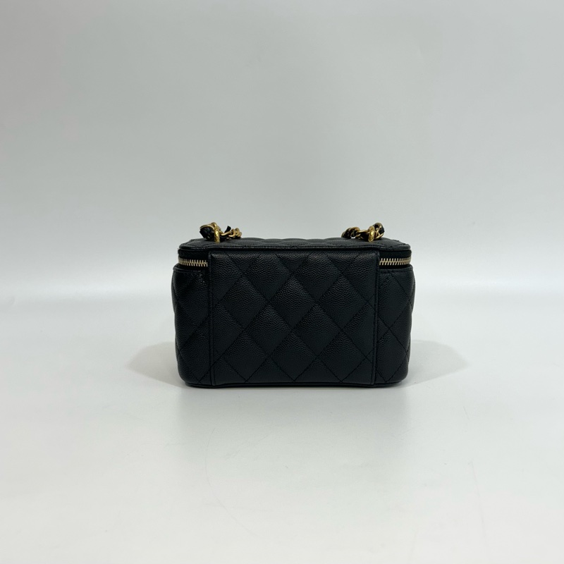 香奈兒長盒子CHANEL黑金粒紋牛皮小吊飾長盒子AP3376-3