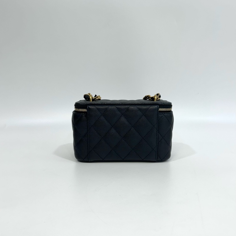 香奈兒長盒子CHANEL黑金粒紋牛皮小吊飾長盒子AP3376-5