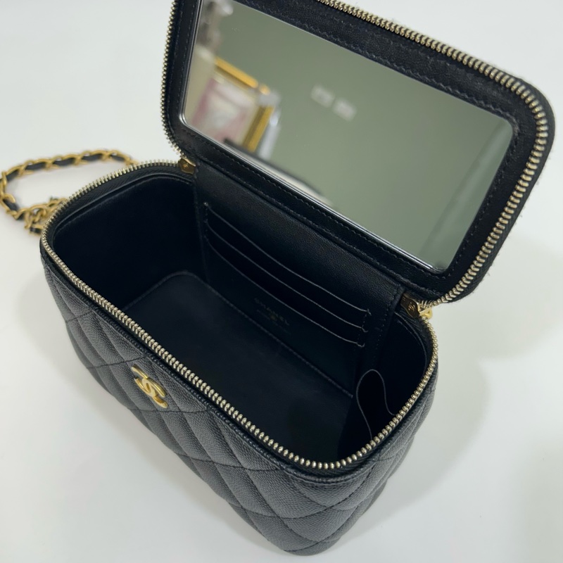 香奈兒長盒子CHANEL黑金粒紋牛皮小吊飾長盒子AP3376-8