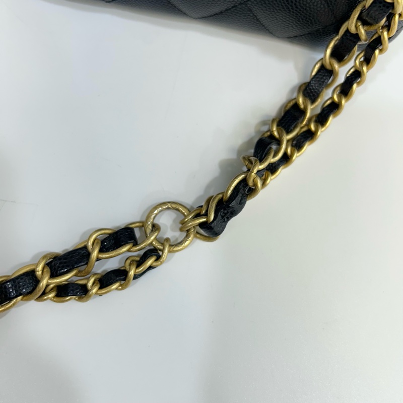 香奈兒長盒子CHANEL黑金粒紋牛皮小吊飾長盒子AP3376-16