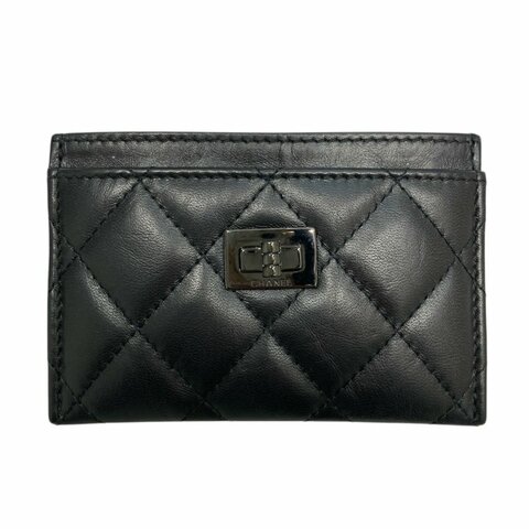 CHANEL 香奈兒 SO BLACK 2.55 菱格紋 皮革 卡夾包 黑色