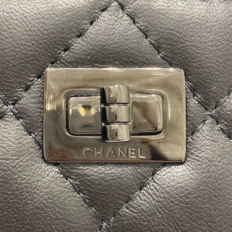 CHANEL 香奈兒 SO BLACK 2.55 菱格紋 皮革 卡夾包 黑色-5