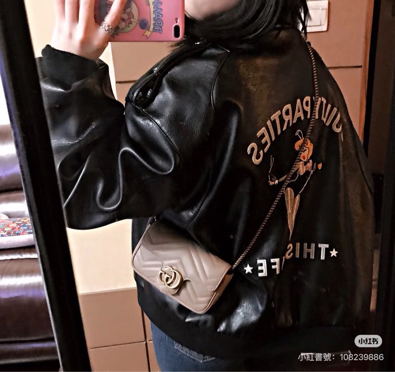 Gucci古馳奶茶色marmont mini鏈條包 斜背包-3