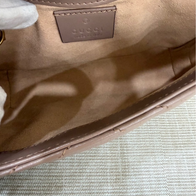 Gucci古馳奶茶色marmont mini鏈條包 斜背包-21