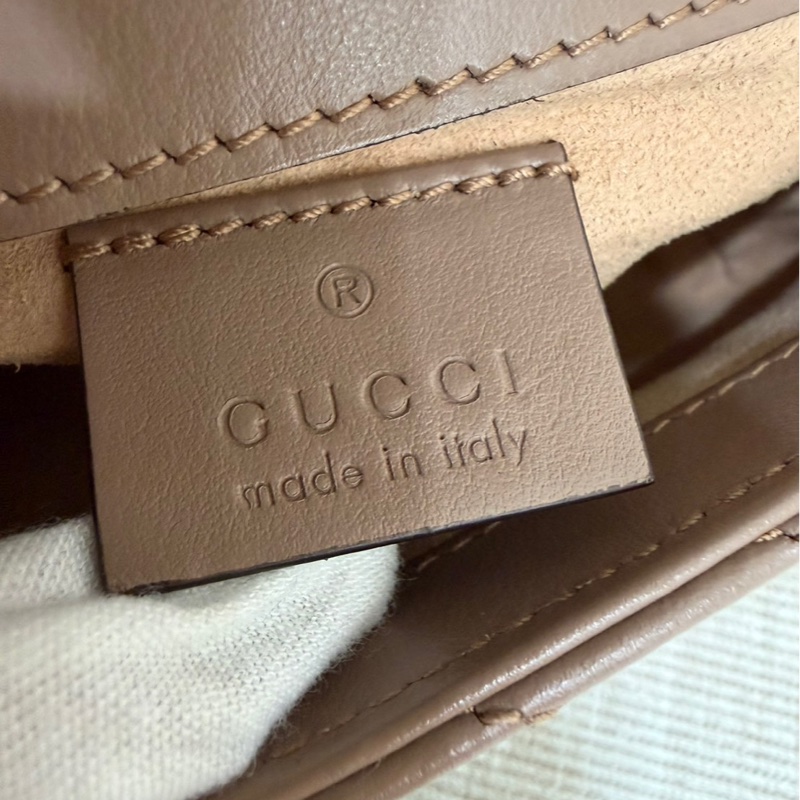 Gucci古馳奶茶色marmont mini鏈條包 斜背包-23