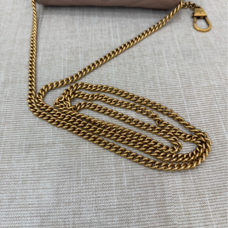 Gucci古馳奶茶色marmont mini鏈條包 斜背包-26
